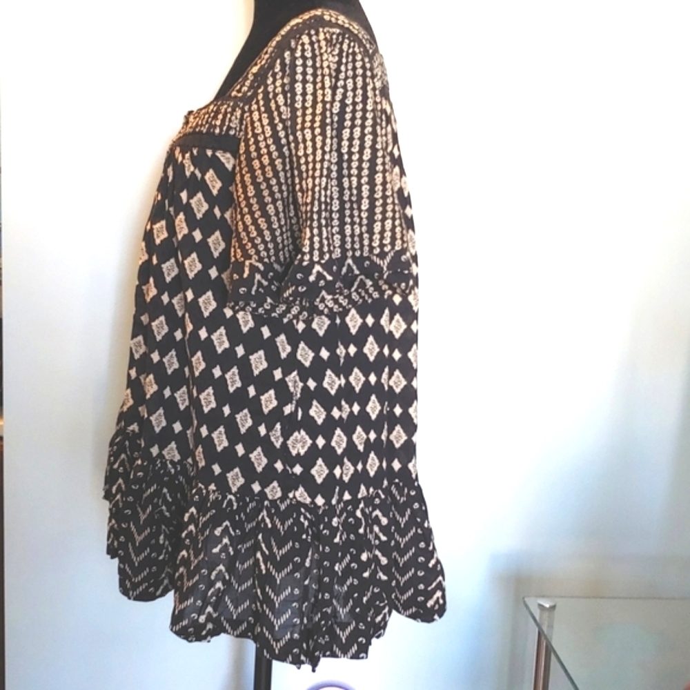 Free People Hearts Desire Printed Tunic Dress Black/Tan Size S - Picture 7 of 10